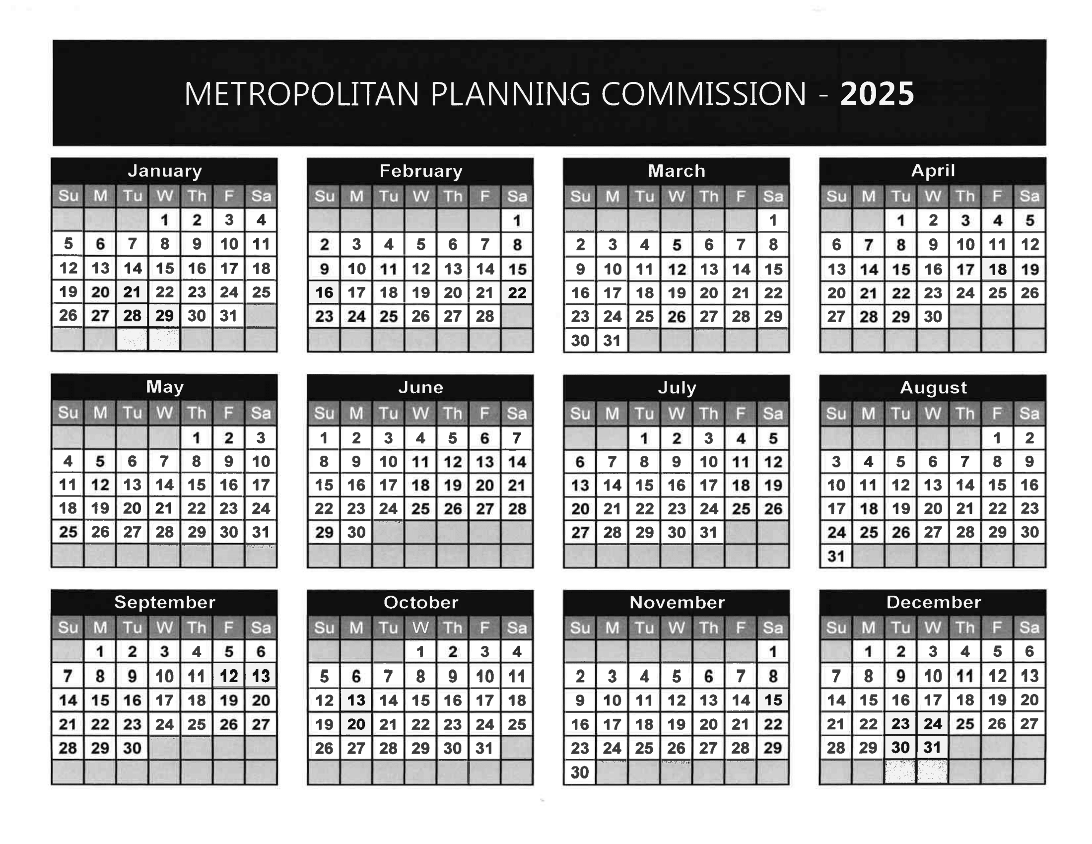 Annual Calendar 2025